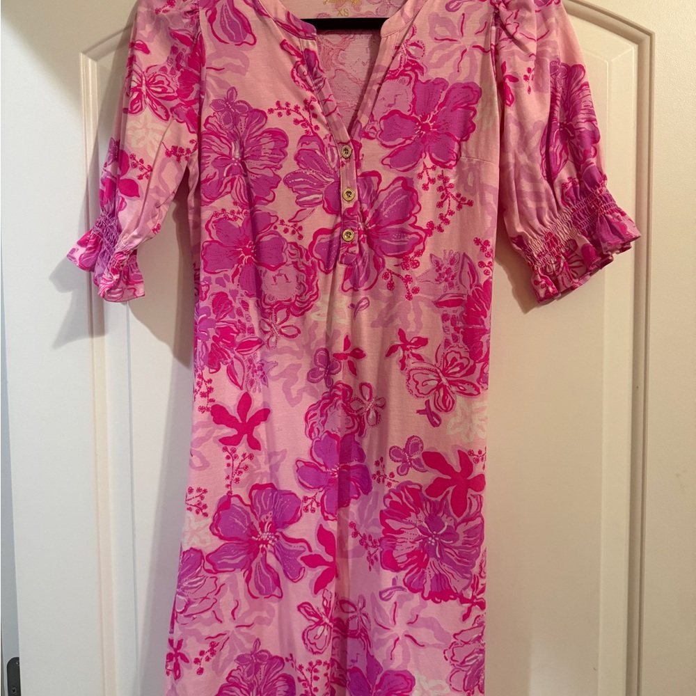 Lilly Pulitzer Delsie Dress in Parigi Pink Supporting Squad
